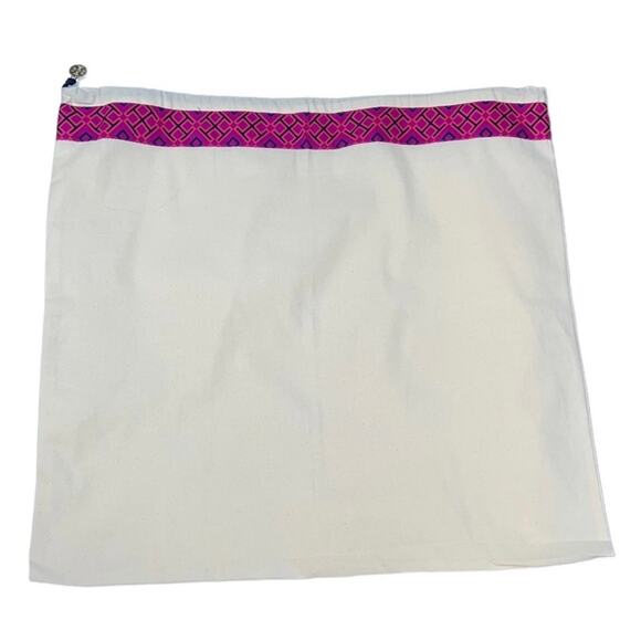 NEW Tory Burch Canvas Drawstring Dust Bag Storage Travel Gold Logo Charm Pull - Picture 5 of 5